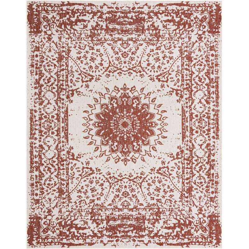 Contemporary Hitchens Runner Rug Rust Red Color, Rectangle 7'10" x 10'