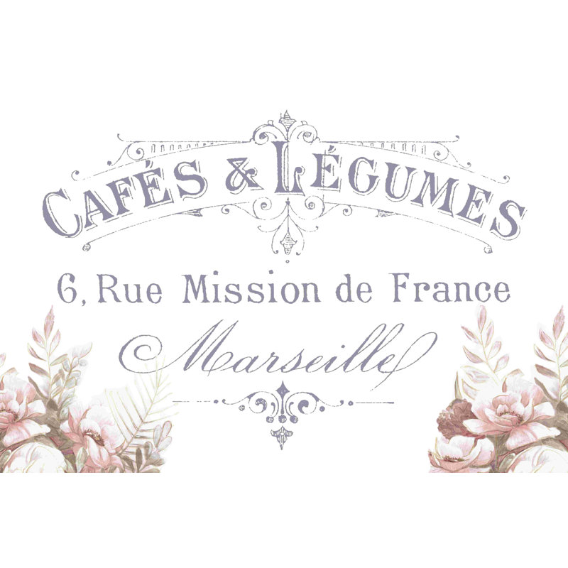 Typographie française avec motif floral, H 8 po x l 12 po