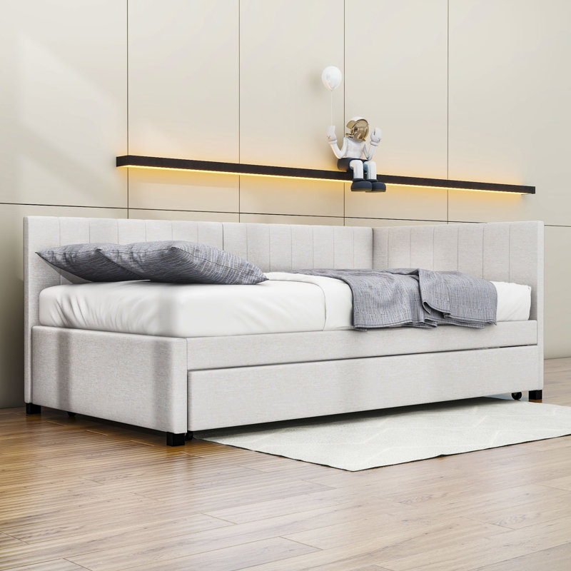 Jayonni Twin Daybed with Trundle, Beige