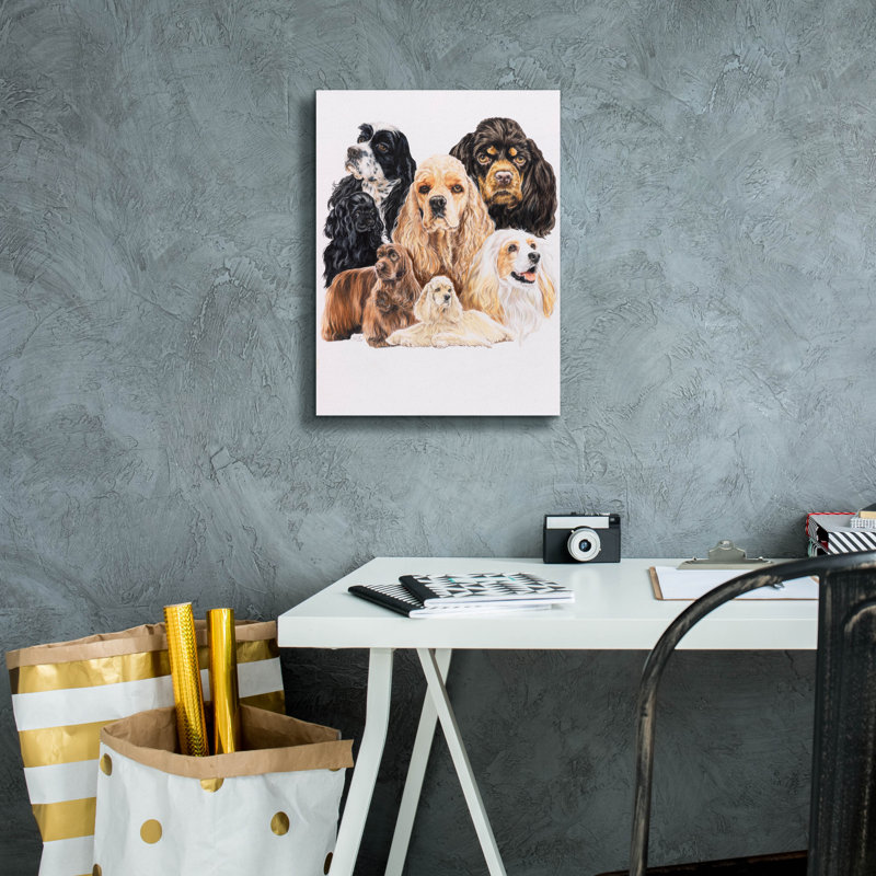 «Cocker Spaniel» par Barbara Keith, art mural sur toile, H 16 po x l 12 po