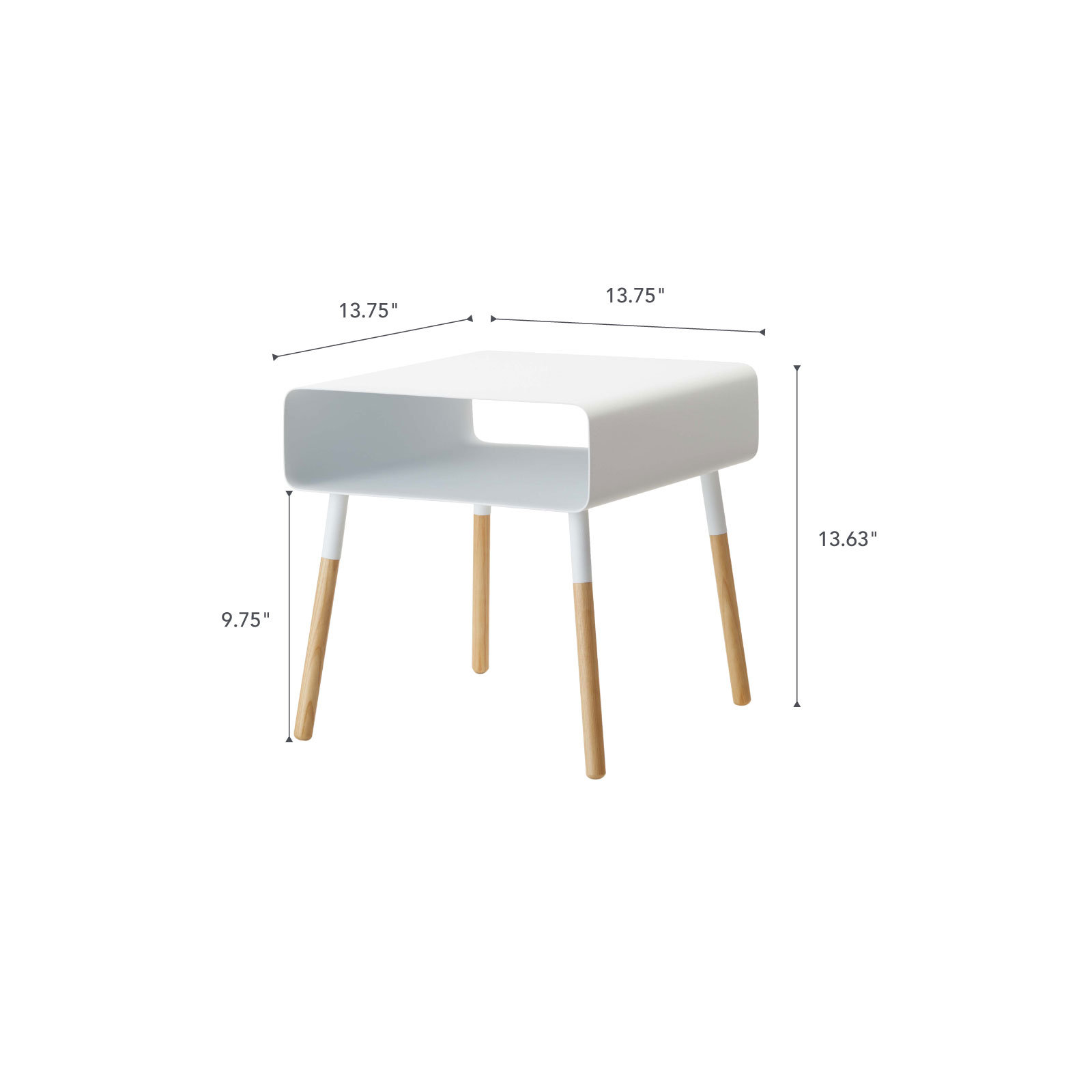 Plain Yamazaki Home Side Table With Storage Shelf, Living Room Bedroom Couch End Accent Table, Steel, White