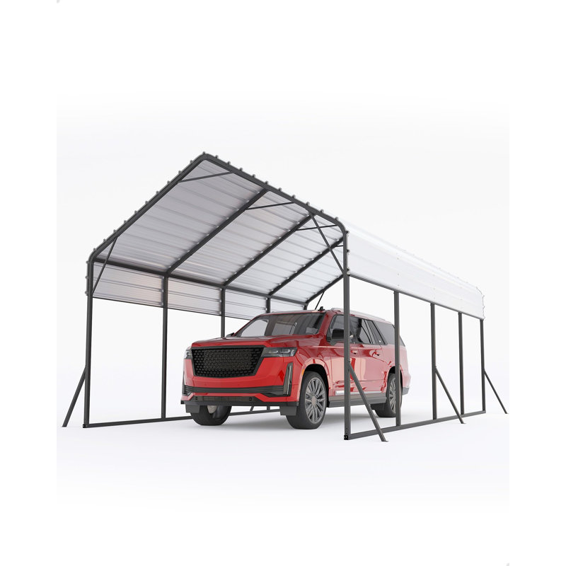 13x21x11 FT Metal Carport, 19 Ga. Steel Poles, 27 Ga. Sheet Metal Roof, All-Weather Garage Shelter for Full-Size Pickups, Boats, and Equipment