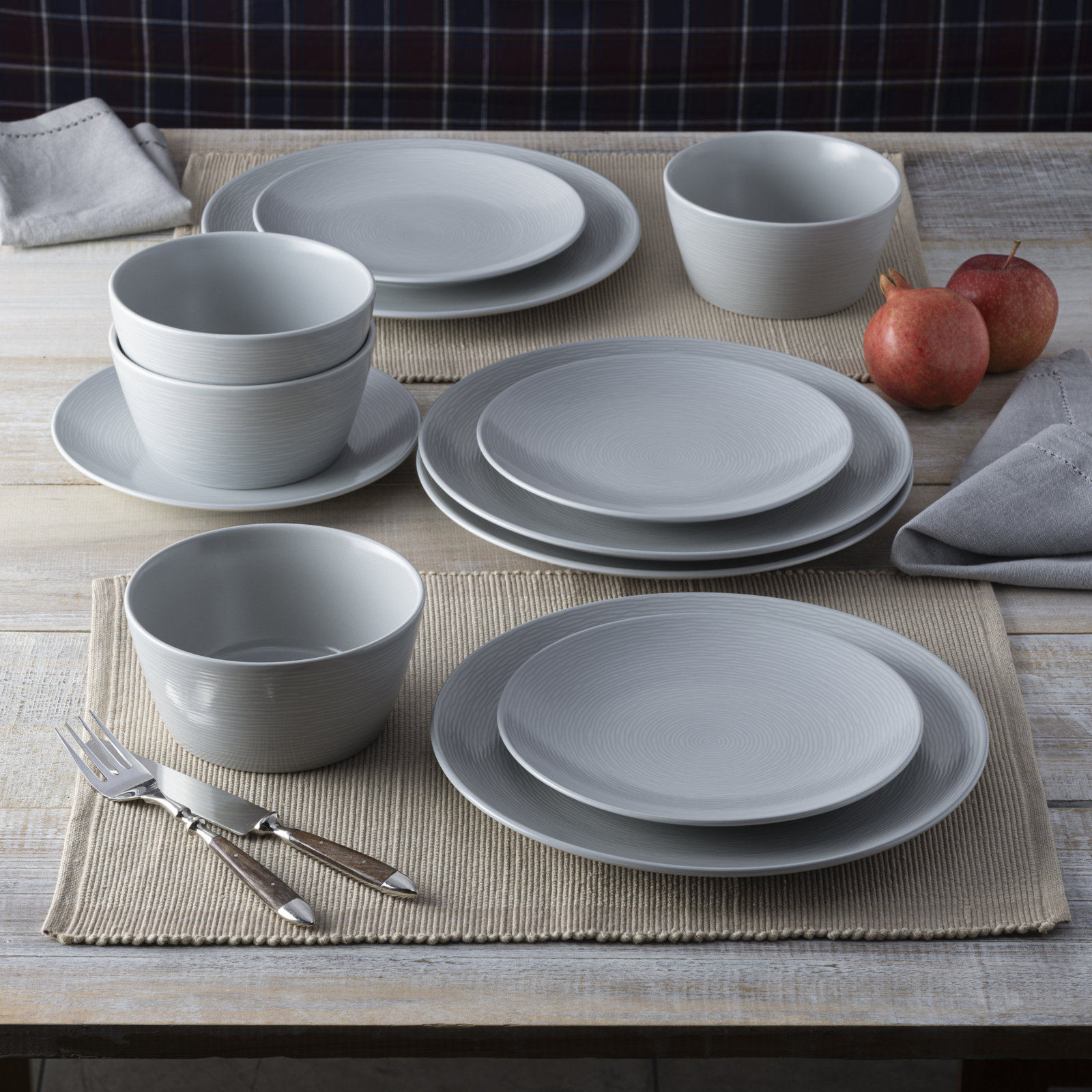 Sandefjord Porcelain Dinnerware Set, Gray