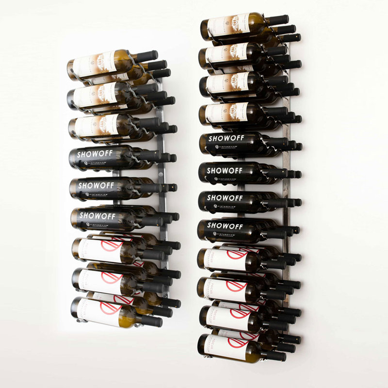 Chriopher 63 Bottle Wall Mounted Wine Bottle Rack Kit, Brushed Nickel