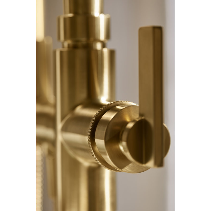 Castia by Studio McGee Floor-Mount Bath Filler Trim with Handshower, Brushed Nickel