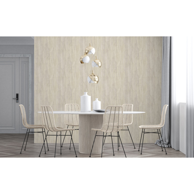 Arisdelsy Metallic Wooden Plank 10.05m x 53cm Textured Wallpaper Roll, Cream