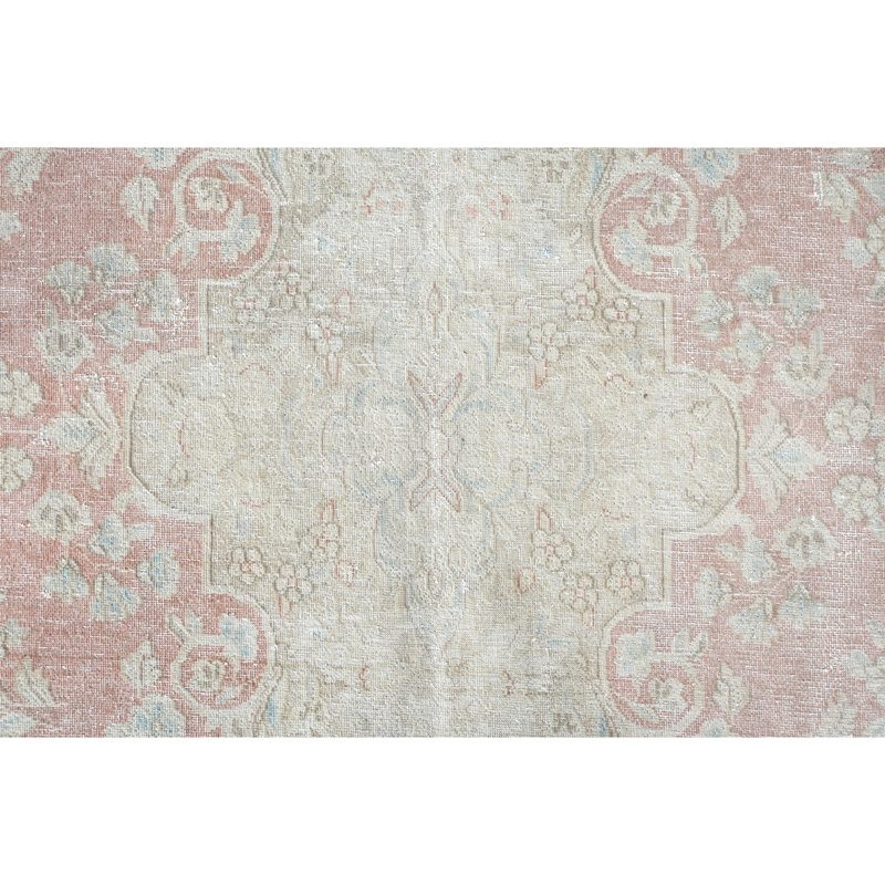 Tapis rose et ivoire noué à la main de haute qualité