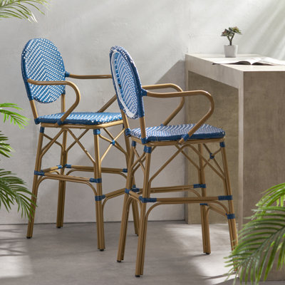 Extérieur français 29,5 po, bleu marine et aluminium, structure rouille, finition ravissante imprimée