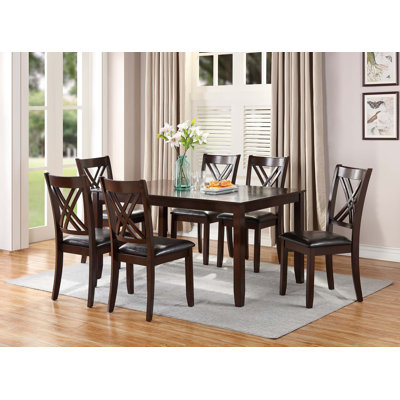 60.4" W 7-PCS DINING SET, CHERRY FINISH