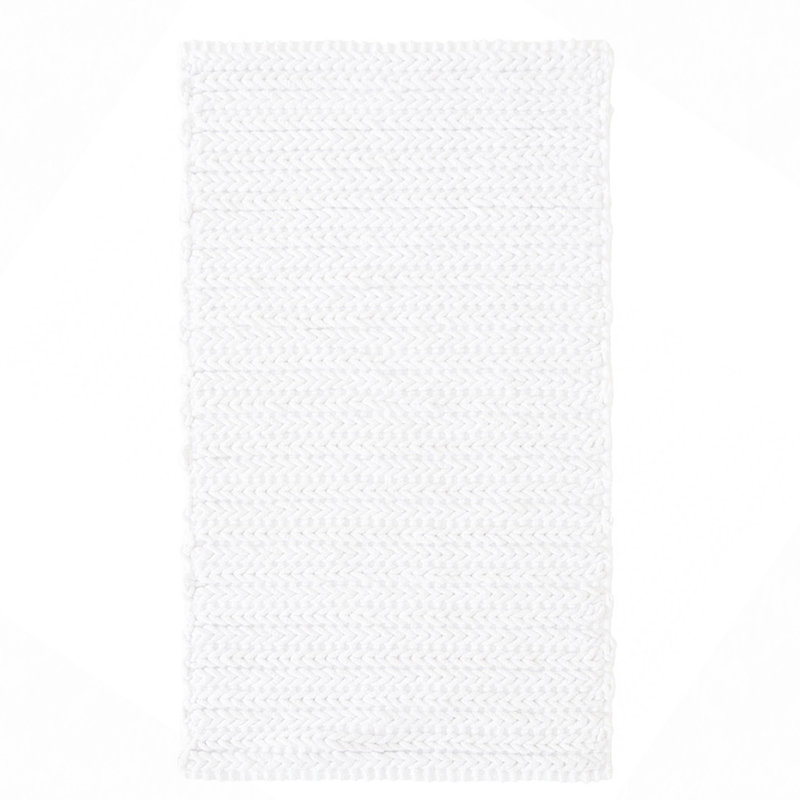 100% Cotton Chenille Chain Stitch Rug, White, Single - 40" L x 24" W