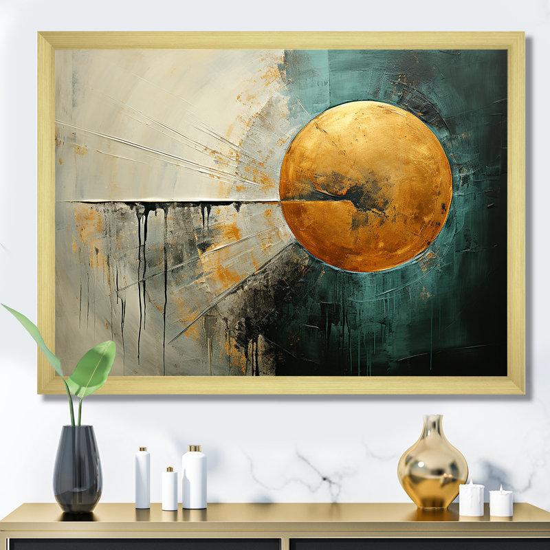 Jade Juncture Moon Tranquility - lune, art mural sur toile, H 30 po x l 40 po x P 1,5 po, Cadre doré simple