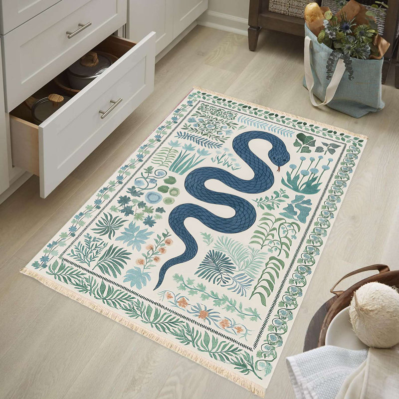 Boho Botanical Serpent Print Area Rug