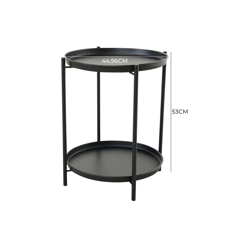 Caira Round Outdoor Side Table, Black