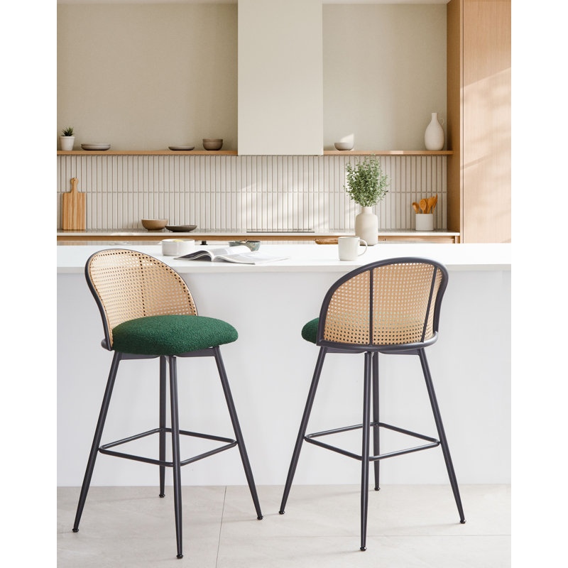 Set of 2 Bar Chairs NATHAN Swivel, 66", Green