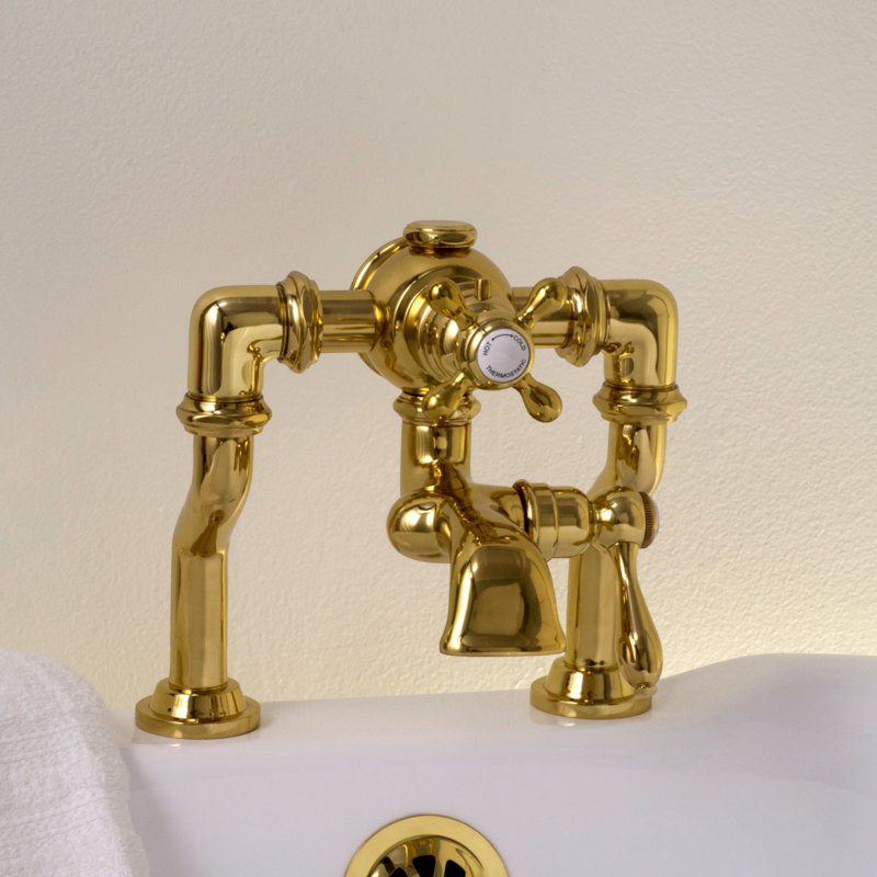 Robinet de baignoire thermostatique Offset, Laiton poli non laqué