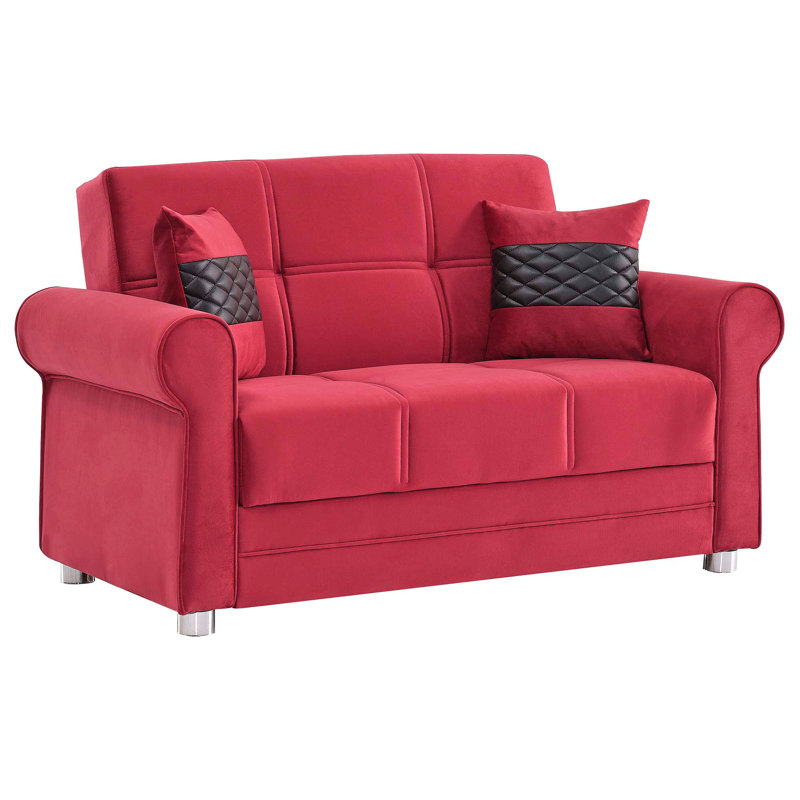 Causeuse convertible rembourrée avec rangement, Rouge