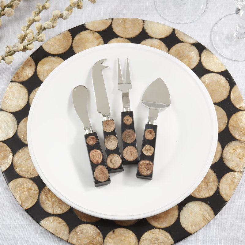 Ensemble de couverts à fromage en bois et résine Fusion