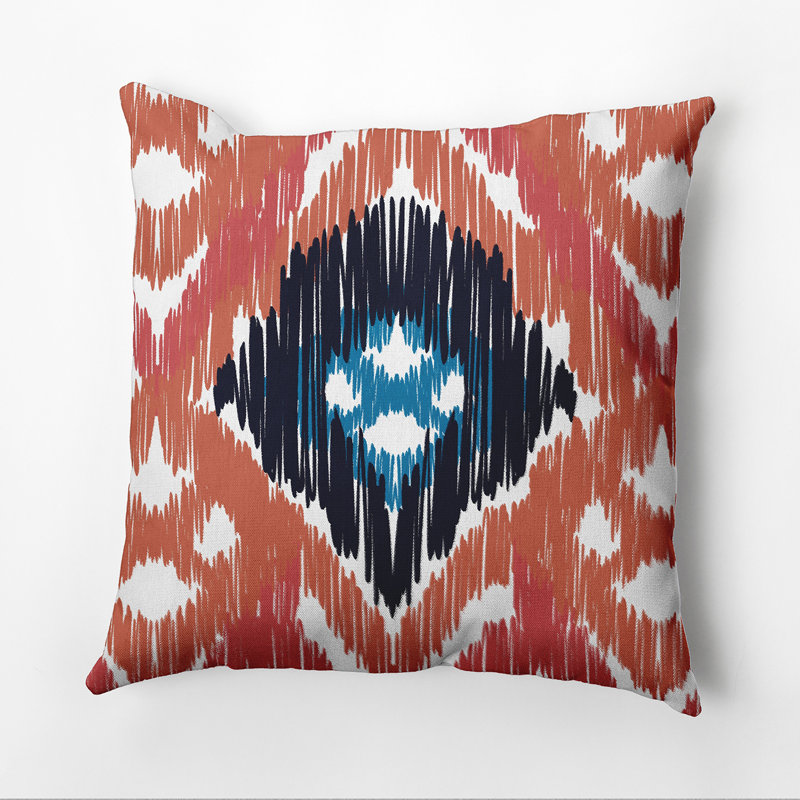 Housse et insert pour coussin carré Happy Hippy, 20 po x 20 po, Corail / bleu