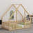 Natural Wood House-Shaped Toddler Bed With Protective Side Rails-1734260629
