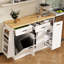 Buffet blanc multifonctionnel avec étagère à épices à 3 niveaux, rangement pour poubelle cachée et armoire à porte coulissante. Pour l'armoire d'organisation de salle à manger de cuisine, conception à deux tons. Armoire à tiroirs double