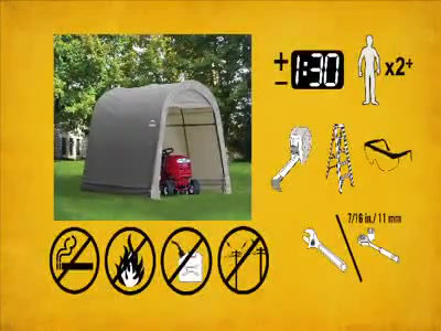 10' x 10' Gray Round Roof Outdoor Storage Shed with Roll-Up Doors