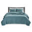 Courtepointe bleu sarcelle pour lit double / grand lit 3 - Microfibre, rembourrée de coton, réversible, piquage à piquer, embellit l'intérieur de la chambre à coucher, comprend 2 taies décoratives avec rembourrage en coton 3 pièces, rehausse le style, avec et-129988413-129988422