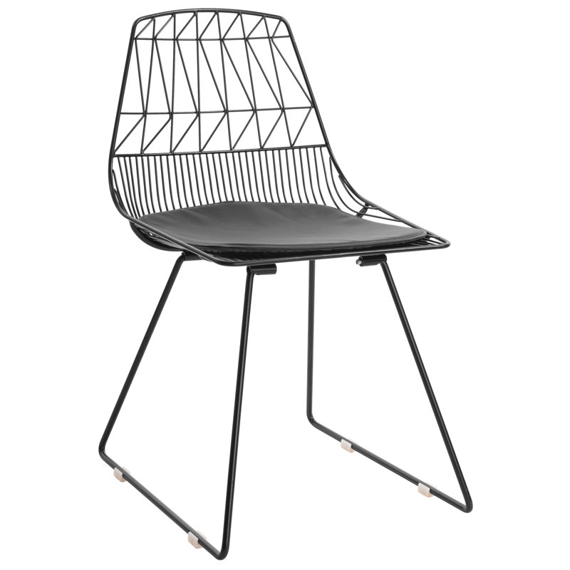 Adore Decor Vivi Boho Modern Eclectic Cafe Wire Metal Chair for Kitchen or Dining Room, Noir Black
