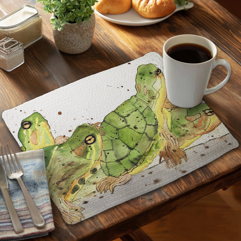 Small Aquatic Turtles Polyester Placemat | Bedroom Decor