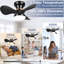 24" Flush Mount Ceiling Fan with Dimmable LED Light, 3 Reversible Blades, 6 Speeds, Remote Control, Modern Low Profile Ceiling Fan for Bedroom, Living Room, Kitchen & Low Ceilings-1655886993