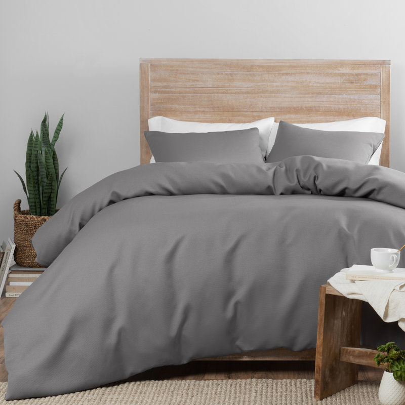 Nora Polyester Duvet Cover Set, King, Gray