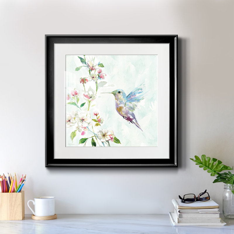 Colibri II - Cadre photo, reproduction d'art sur papier, H 17,5 po x l 17,5 po x P 1,5 po, Cadre noir