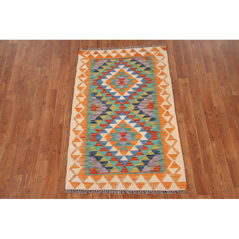 Geometric Wool Kilim Oriental Rug 3x4