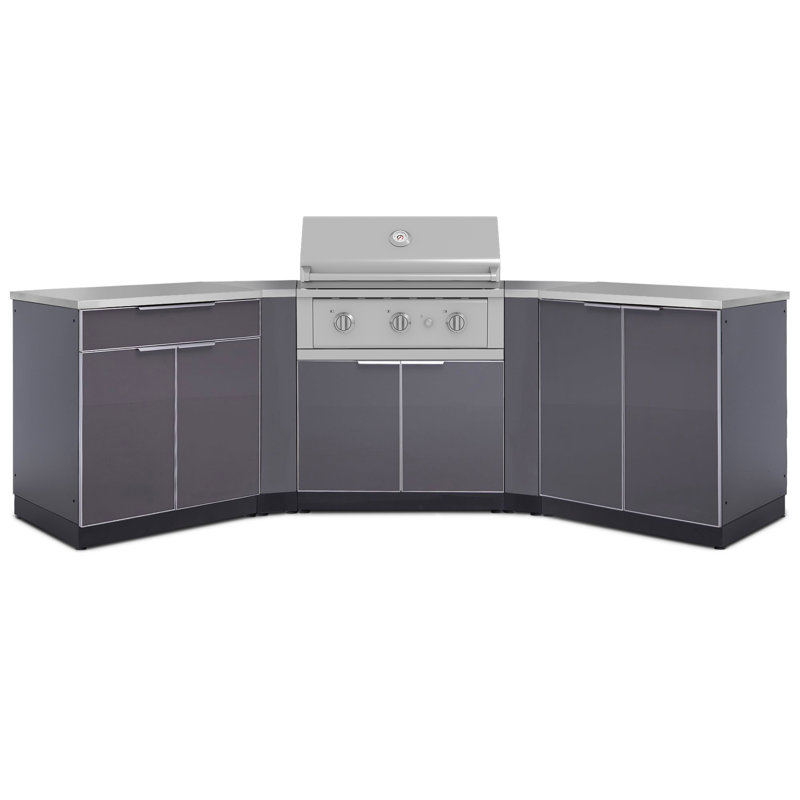 Ensemble d'armoires d'extérieur en aluminium 7 pièces avec barbecue au gaz naturel 33 po Performance
