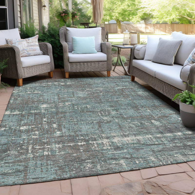 Tapis taupe Xhevrie intérieur / extérieur lavable à la machine, Rectangulaire 8 pi x 10 pi