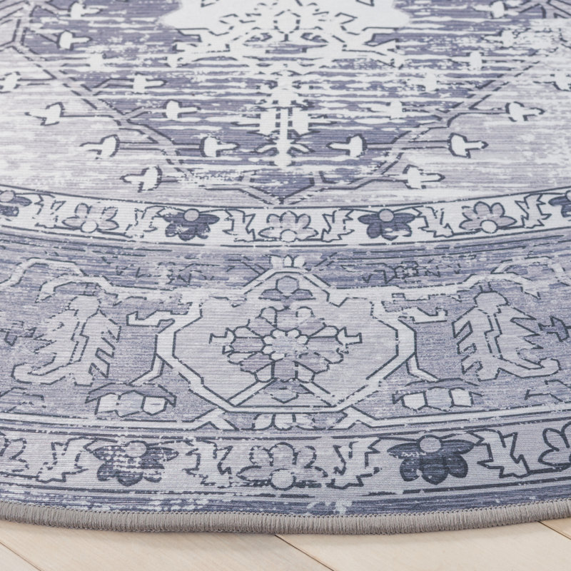 Shaelan Performance Machine Washable Oriental Rug, Round 6'