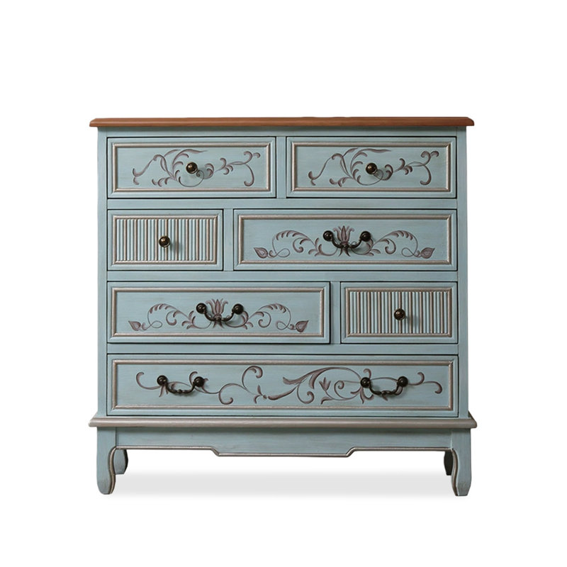 Armoire décorative en bois manufacturé brun et bleu clair