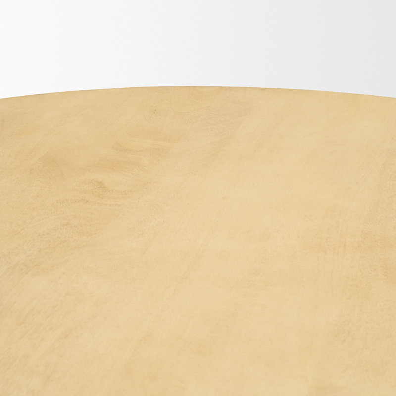 Ab Round Solid Wood Dining Table, Brown
