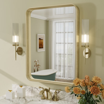 Aevar Tempered Glass and Aluminum Alloy Framed French Cleat Mounted Wall Mirror