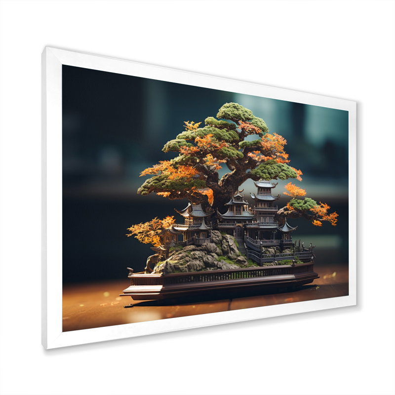 Art asiatique, Bonsaïs Sagesse VII - impression, H 16 po x l 32 po x P 1 po, Cadre photo blanc