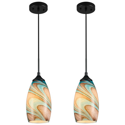 Modern Glass Pendant Light Ocean Pendant Lights Kitchen Island Hanging Light Fixtures for Kitchen Art Living Dinning Room Bedroom Hallway