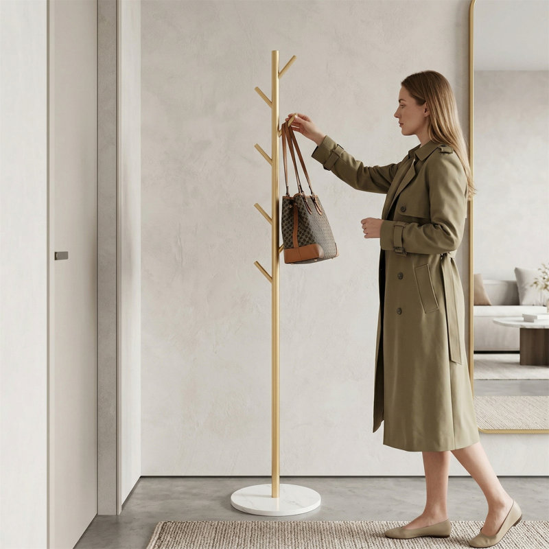 Portemanteau multifonctionnel en métal, adapté aux chapeaux, foulards, vestes et plus encore, Doré