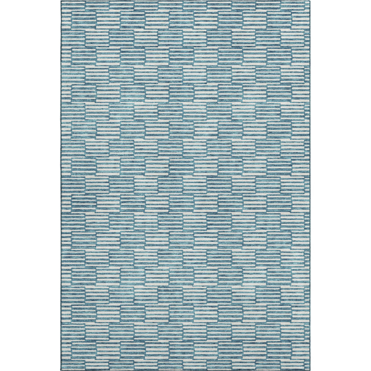 Premium Machine Washable Prisco Teal Rug