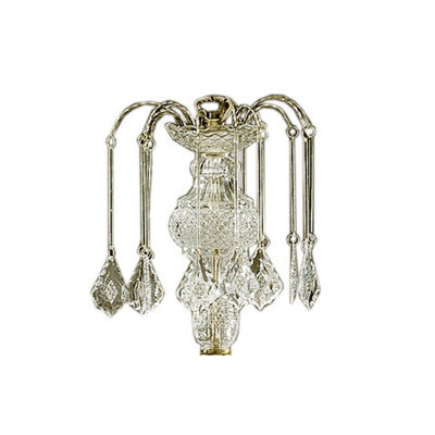 Lustre en métal de 25 po de hauteur avec finition laiton antique et accents de cristal