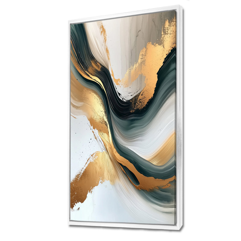 Oniel, mélodie silencieuse de Golden Hard Edge Ink I - art mural abstrait, H 60 po x l 28 po, Blanc