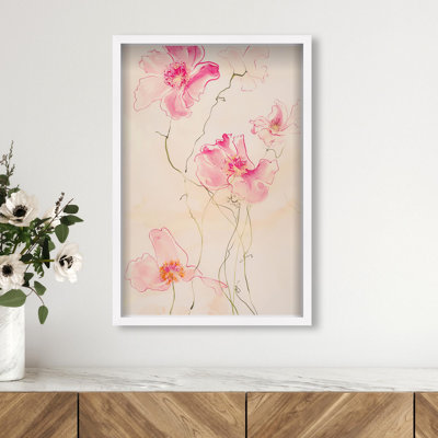 Oliver Gal Pink Flower II Floral & Botanical - Luxury Shadowbox Framed Wall Art