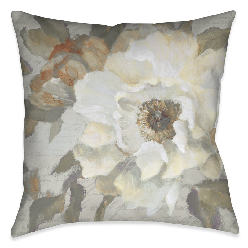Housse de coussin décoratif carré pivoine neutre Neutre I pivoine I