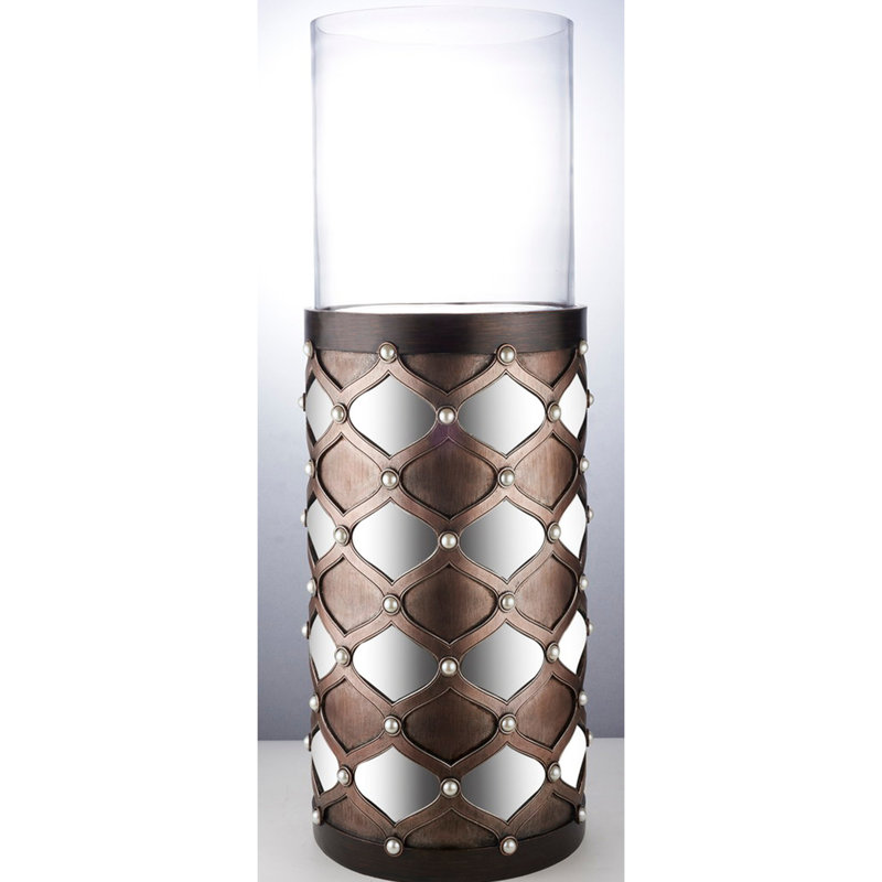 Grand bougeoir 31 po avec verre ouragan, miroir Arabesque