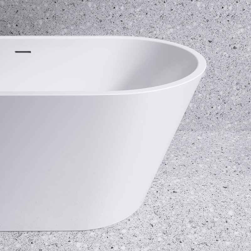 Baignoire de trempage autoportante contemporaine autoportante avec drain central et trop-plein intégré l 55 po x P 28 po