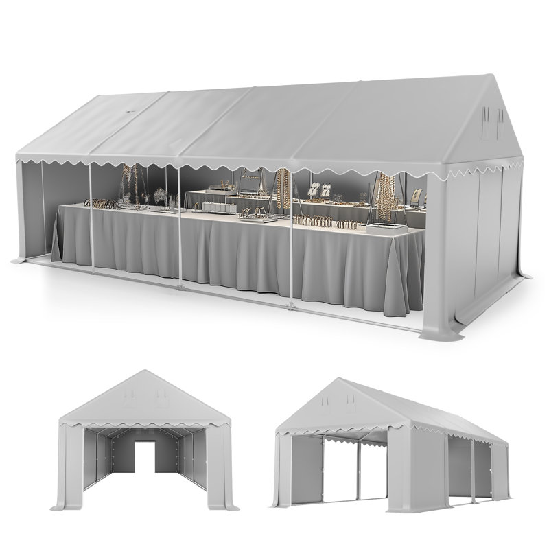 Abri de rangement de garage portatif en acier galvanisé Carport, 13 pi x 26 pi