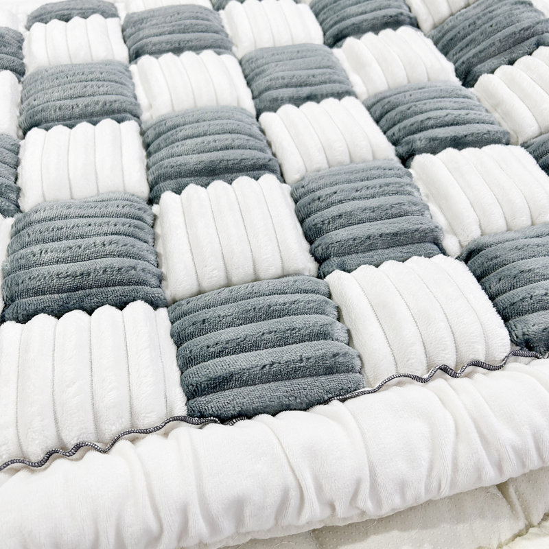 Housse pour canapé en velours côtelé doux, H 1,3 po x l 59 po x P 27,5 po, Velours côtelé gris / blanc